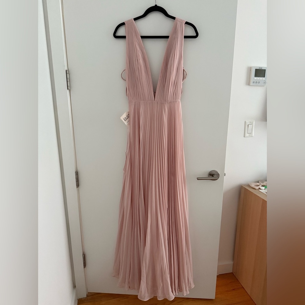Fame and Partners Pink Pleated Maxi Dress